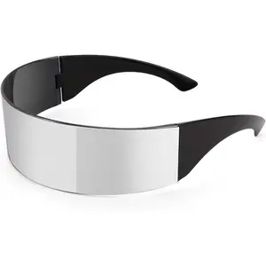 FEISEDY 80s Futuristic Cyclops Cyber Visor Sunglasses Men Women Punk Style Cosplay B2740