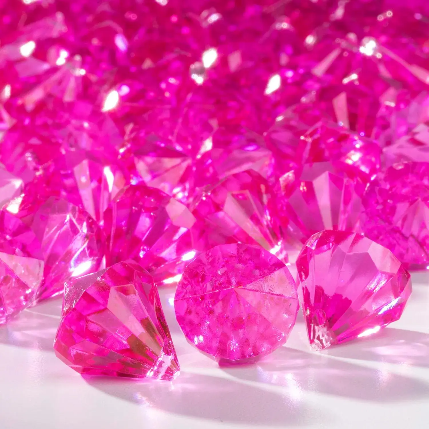 Bulk 100-Pc Acrylic Diamond-Shaped Pink Gems, DIY Craft Embellishments, Charms for Crafts, Beads and Accessories for Baby & Maternity Furniture Decorating, Stylish Bling