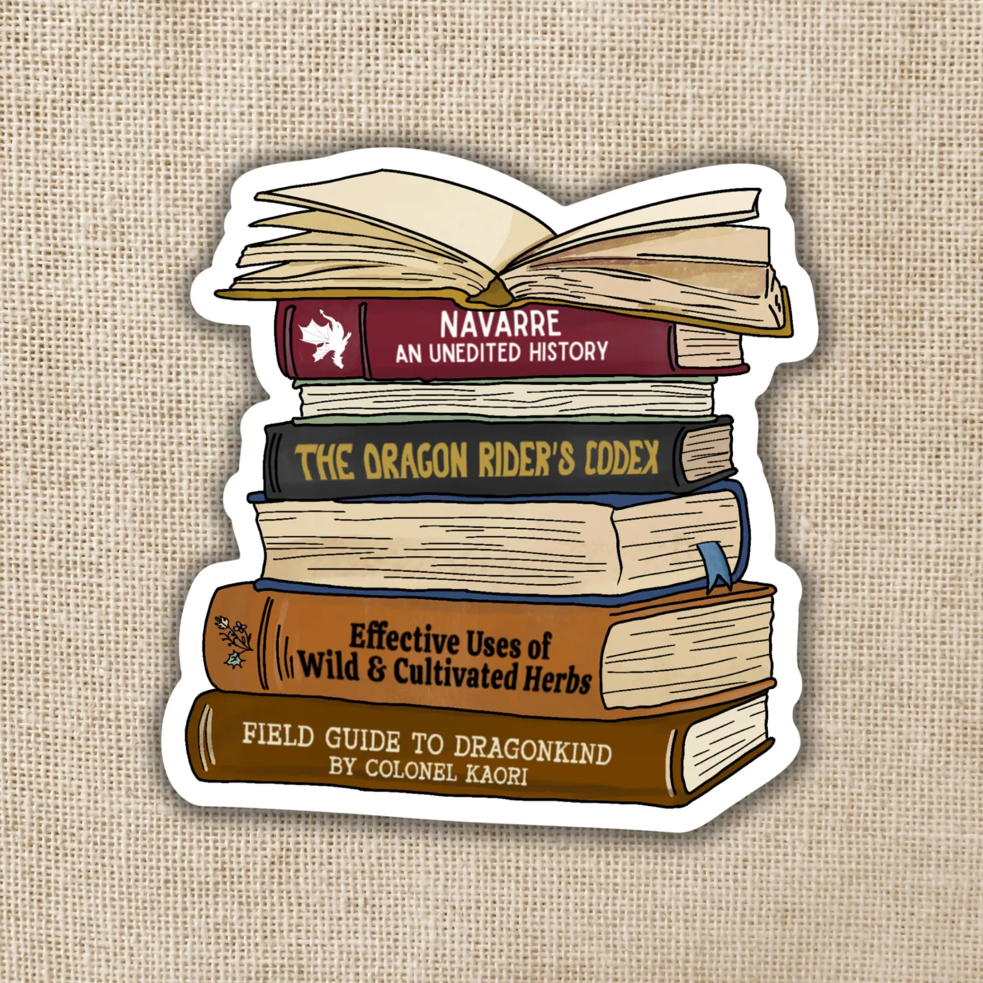 Stack of Navarre Library Scribe Books Sticker | Fourth Wing - TikTok Shop