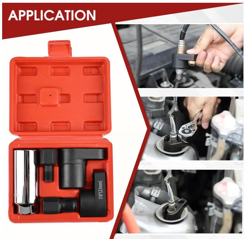 7/8 in (22mm), Premium O2 Sensor Removal Tool with Thread Chasers & Offset Wrenches, Heavy-Duty Automotive Kit for Easy Installation & Repair, 5PCS Socket Set, 3/8 in Drive torque wrench wrench Ratcheting and Metric