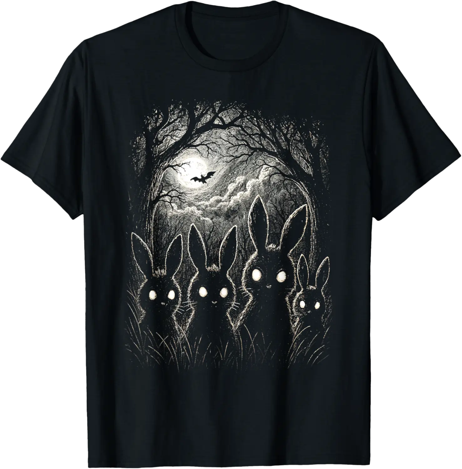Scary Rabbit Eyes Forest Creepy Halloween Costume Bunny T-Shirt - Peterbauti Shop 97B0FH73Y8P7