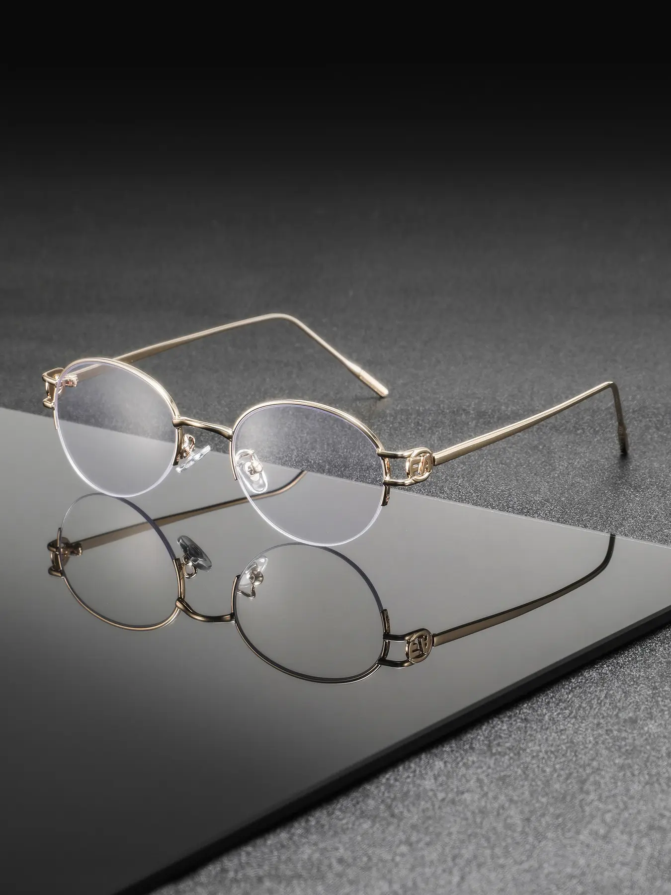 Men's Metal Oval Half Frame Classic Vintage Style, High-Quality Stainless Steel, Fashionable All-Season Eyewear, Fashionable Frames Glasses, Plain Pattern, Eyeglasses, Durable Metal Frame