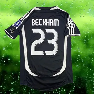 06 07 Away retro Black No.23 Beckham short sleeve Soccer jerseys