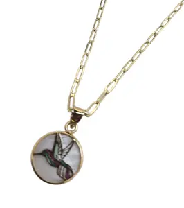 Gargantia size 18 semi solida or 14k con dije de colibrí.