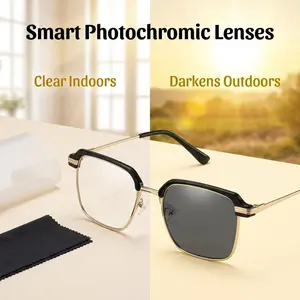 Dual Function Auto Zoom Reading Glasses, UV & Blue Light Filter Eyewear for All-Day Wear, practical presbyopic sunglasses for daily life, driving and leisure use, includes carry case, ideal Father's Day present for senior men and beloved dads
