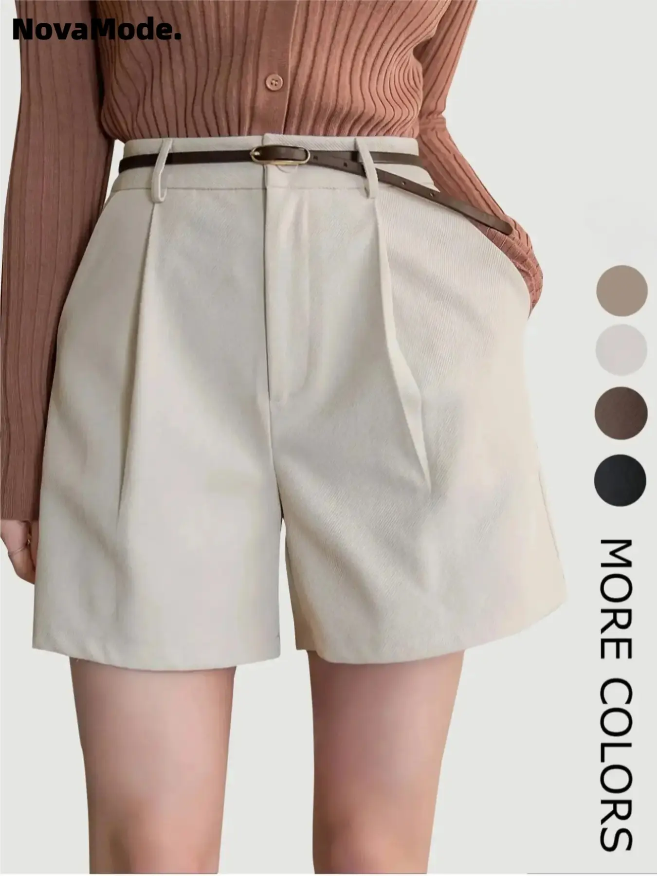 Women's Solid Color Button High-Waist Fit Shorts, Casual Style Pocket Straight Leg Shorts for Daily Wear, Ladies Bottoms for All Seasons, Womenswear