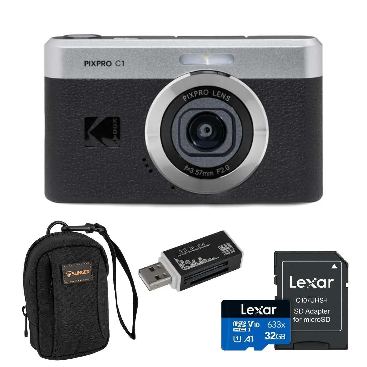 Kodak PIXPRO C1 Friendly Zoom Point & Shoot Digital Camera - 13MP, Full HD, Vintage, Retro Lens, Rechargeable, Movie Recording, Battery