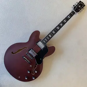 GIB ES 335 Matte Brown Electric Guitar, Semi-hollow with Maple Body, Rosewood Fingerboard, 6 Strings, HH Pickups, Chrome Hardwares, for Hard Rock Metal Blues Progressive Stage Playinguitar