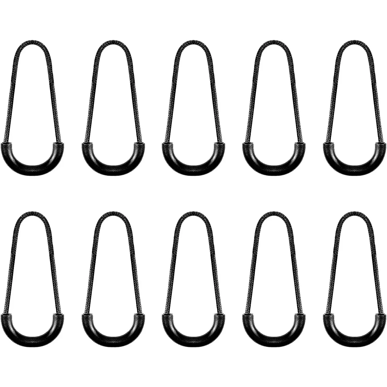 24 count Black U-Shape Nylon Zipper Pulls, Heavy Duty Zipper Tags for North  Backpack , Cord Extension for Luggage Purse
