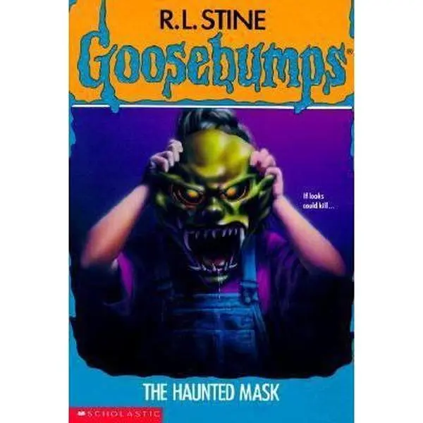 Used Original Paperback Book - The Haunted Mask (Goosebumps) by R. L. Stine, English, Halloween Children's Educational Reading Material with Bonus Features, Long Animal Fangs & Bone-Chilling Adventures, Original, Bone-Chilling Adventures