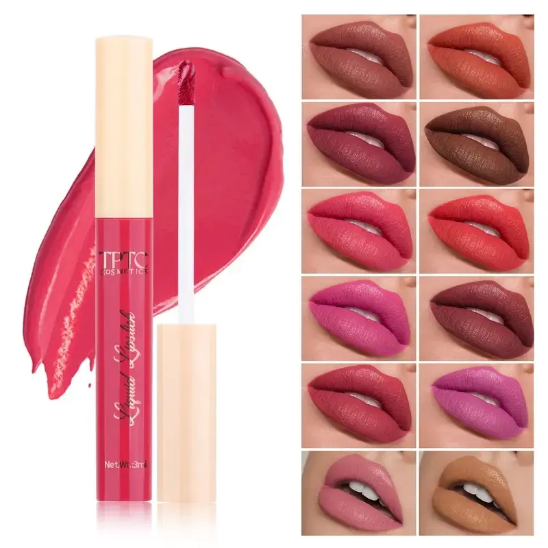 6pcs matte velvet matte lip gloss kit, moisturizing non-stick lip gloss lip cover backtoschool