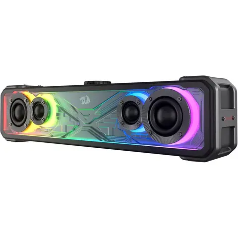 Redragon GS817 RGB 2.0 Channel Gaming Stereo Speaker Soundbar, 30W Max Power Audio System with Touch Control, Bluetooth 5.3 Wireless Streaming, 3.5mm AUX Inputs for Desktop, Black Gaming Accessories