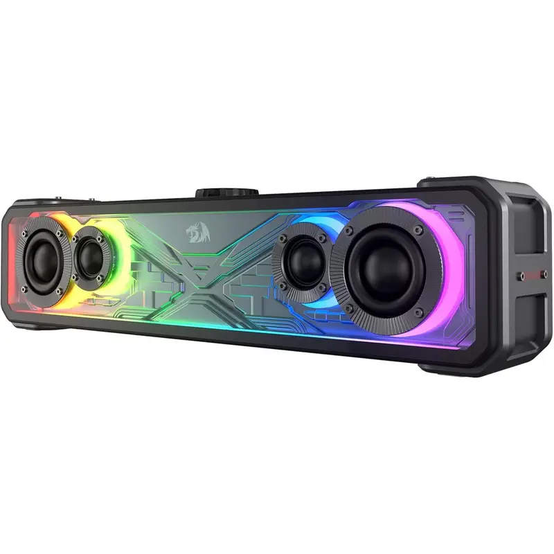 Redragon GS817 RGB 2.0 Channel Gaming Stereo Speaker Soundbar, 30W Max Power Audio System with Touch Control, Bluetooth 5.3 Wireless Streaming, 3.5mm AUX Inputs for Desktop, Black Gaming Accessories