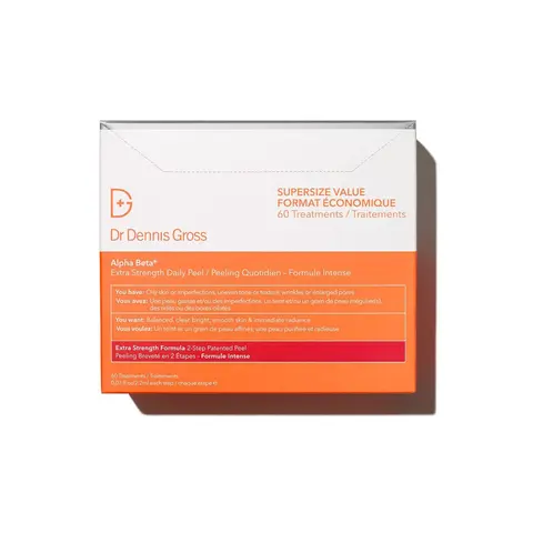 Dr. Dennis Gross Skincare Alpha Beta Extra Strength Daily Facial Peeling Pads (60pk) - AHA/BHA Exfoliating Beauty Pads with Glycolic, Salicylic, Lactic Acids, Glycerin, Gentle Formula, Radiant Skin, Firming, Light Fragrance, Clogged Pores Solution