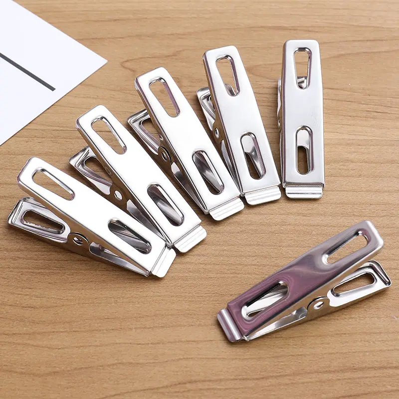 40 Pcs Clothes Pegs Stainless Steel Washing Line Hang Pins Windproof Metal Clamps Hangers Organiser