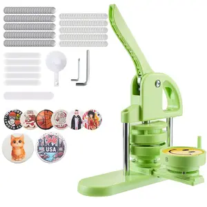 VEVOR Button Maker Machine, 1.26/2.28 inch 2-in-1, Plastic Pin Maker with 200 pcs Button Parts, Circle Cutter and Magic Book, Reinforced Ergonomic Handle, for DIY Badges, Personalized Pins, GreenVEVOR Super Brand Day