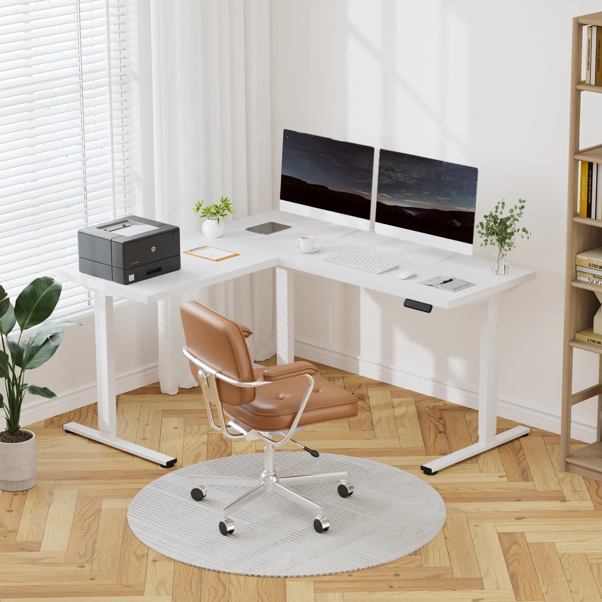 【TikTokShopBlackFriday】【Two Package Shipping】FLEXISPOT L-Shaped Standing Desk, Electric Height Adjustable Desk, Sit Stand Large Corner Desk, Memory Preset Controller, Modern Design