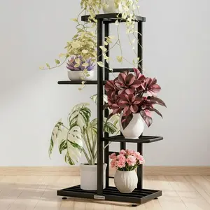 4-Tier Heavy Duty Metal Shelf, 43.5x22x80 Large Capacity Tall Plant Stand, Indoor-Outdoor Storage Organization Rack for Garden, Garage, Garden Accessories