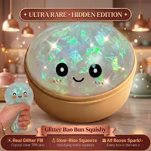 Viral Dumpling Squishy ULTRA RARE Iridescent Glitter Hidden Edition | Squishy Dumpling Dumpling Squishies Slow Rise Stress Relief Soft TPR Squeeze Ball Fidget Toy Sensory ASMR Satisfying Gift butter relief hand toy giant super solid thick water slime outd