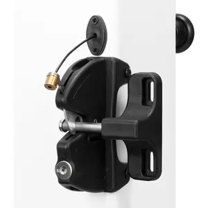 Key Lockable 2 Way Gate Latch with Spring Loaded Pull Cable and Key,2 Sided Gate Fence Lock for Outdoor Gates,Locking Gate Door Lock Fence Latch Gate Hardware for Metal,Wood,Vinyl Fence,Black Finish