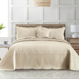 Oversized King Bedspreads - California King Quilt 120x120,4-Cal King Quilt Sets,Rustic Sets King Size,Coverlets Lightweight Cover for Use-Khaki