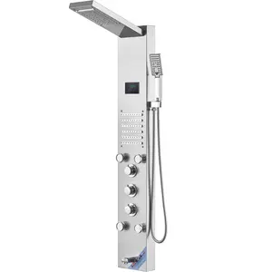 【Summervibes】VEVOR Shower Panel System, 6 Shower Modes, LED & Screen Hydroelectricity Shower Panel Tower, Rainfall, Waterfall, 5 Massage Jets, Tub Spout, Handheld Shower, Stainless Steel Wall-Mounted Shower Set