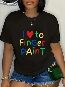 100% Cotton I Heart Love To Finger Paint I'm Paint Funny Couples T-Shirt