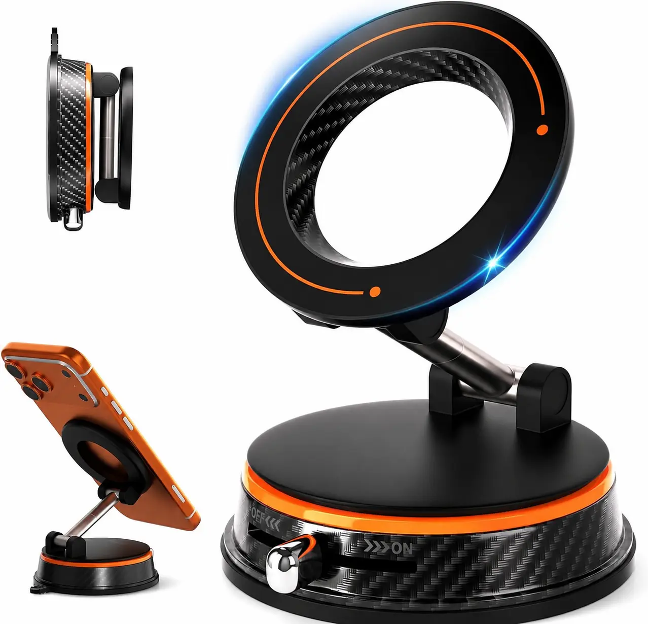 Upgraded Vacuum Magnetic Car Phone Holder, 85LBS Strongest Suction & 2600gf Magnetic for Magsafe Car Mount, 360° Adjustable Foldable Cell Phone Holders for Your Car for iPhone 17 Pro Max 16 15 hoder