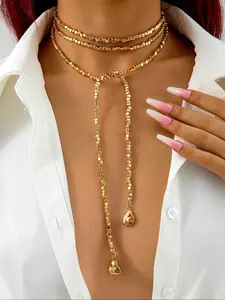Women's Hip Hop Style Faux Pearl Beaded Chain Fashion Necklace, Trendy Necklace, Dangling Pearl Necklace, Perfect for Daily & Special Occasions, Ideal Jewelry Gift for Her