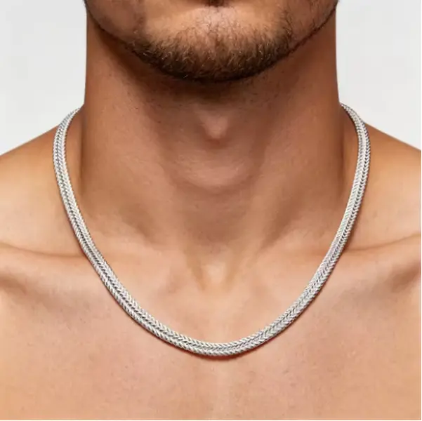 Unisex 925 Silver Metal Coating Flat Snake Pattern Chain Necklace - 6MM, 19.68-23.62in, Party Wear Jewelry for Gifting (Engagement, Charm Gifts), Two Sizes