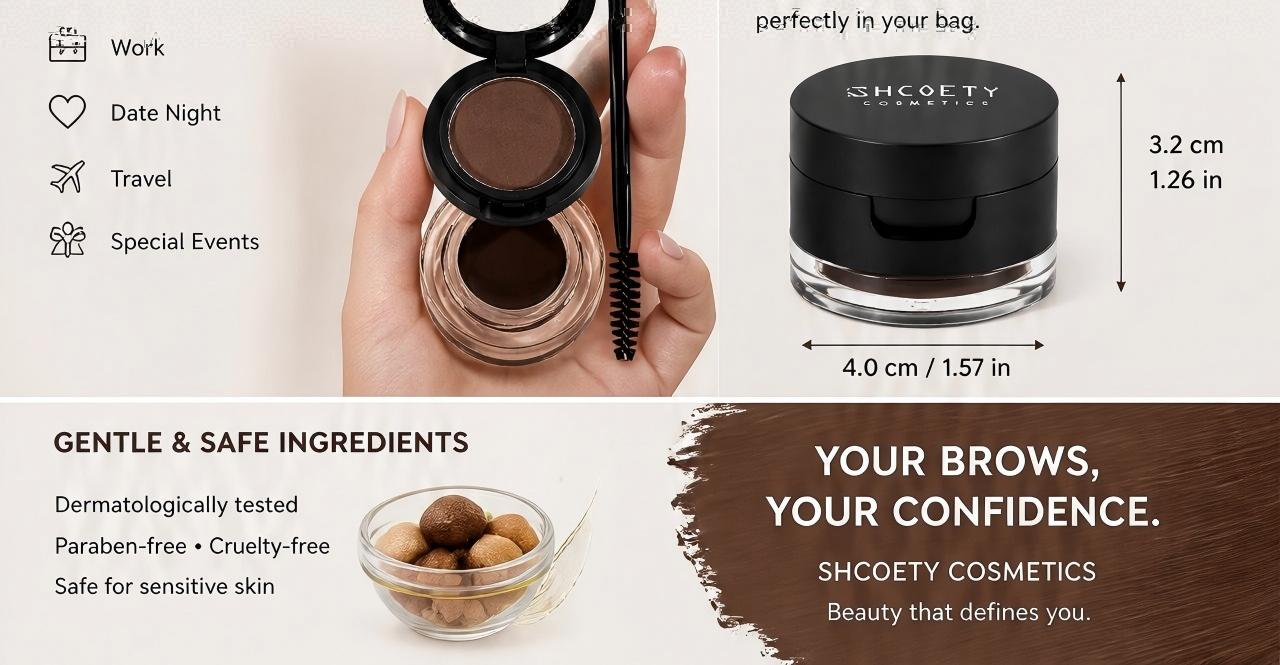 2-in-1 Eyebrow Powder & Cream Gel Kit, Waterproof Long-Lasting Smudge-Proof Makeup with Brush & Mirror for Natural Fluffy Laminated Brows, TikTok Viral Beauty Product 2-in-1 Eyebrow Powder & Cream Gel Kit, Waterproof Long-Lasting Smudge-Proof Makeup with Brush & Mirror for Natural Fluffy Laminated Brows, TikTok Viral Beauty Product