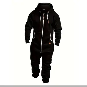 New men’s hooded wool jumpsuit for autumn and winter 2025, suitable for fashionable casual wear