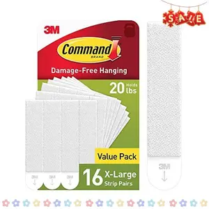 Command 20 lb XL Heavyweight Picture Hanging Strips 16 Pairs (32 Command Strips), Damage Free Hanging Picture Hangers, Heavy Duty Wall Hanging Strips for Home Decor, White Adhesive Strips