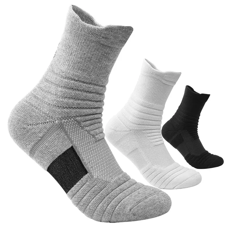Basketball socks men's thickened towel bottom terry socks elite socks medium long tube high top running outdoor socks sports socks