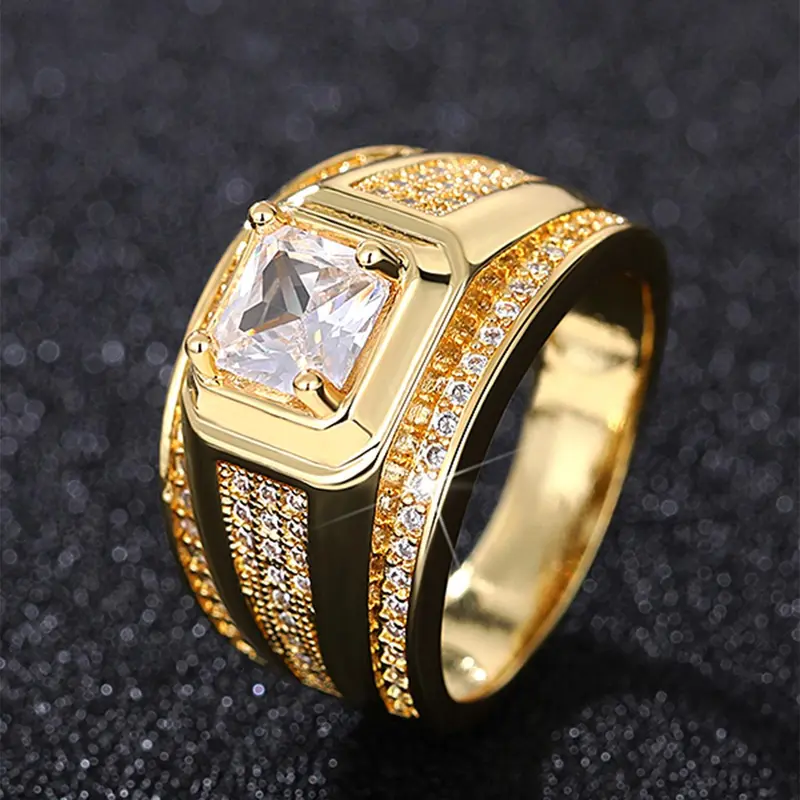 Hot Fashion Rhinestone Decorated Ring, Elegant Wedding Engagement Party Accessories for Men, Trendy All-match & Exquisite Jewelry, Jewelry Rings