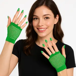 Festive Green Short Fishnet Gloves