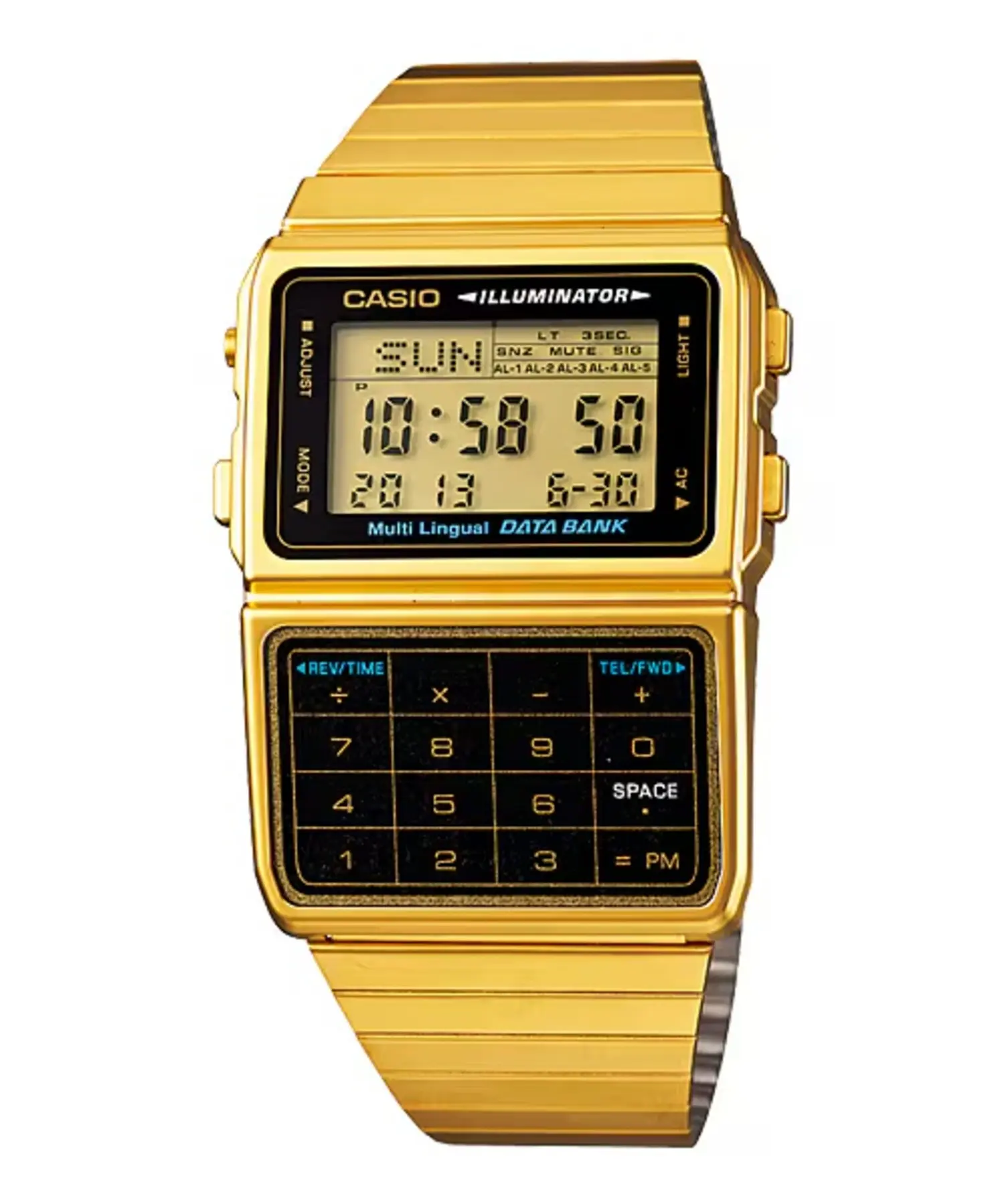 Casio Men’s Gold Digital Databank Watch with Calculator - DBC-611G-1DF