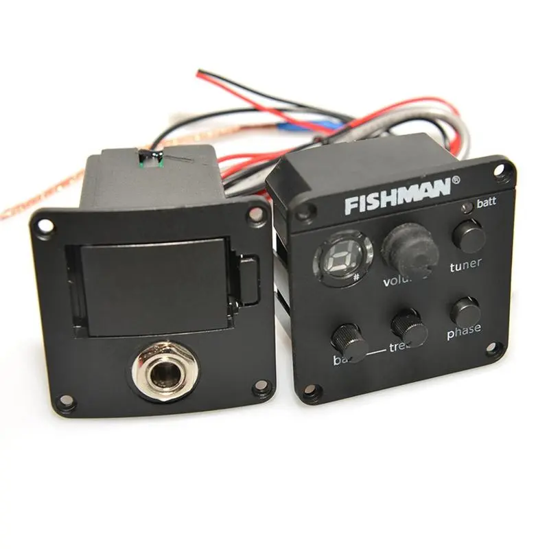 ISYS+ EQ Onboard Acoustic Guitar Pickup Preamp System - Built-in LED Tuner, Volume & Phase Control Knobs, Compact Adjustable Bass-Compatible Plastic-Metal Body