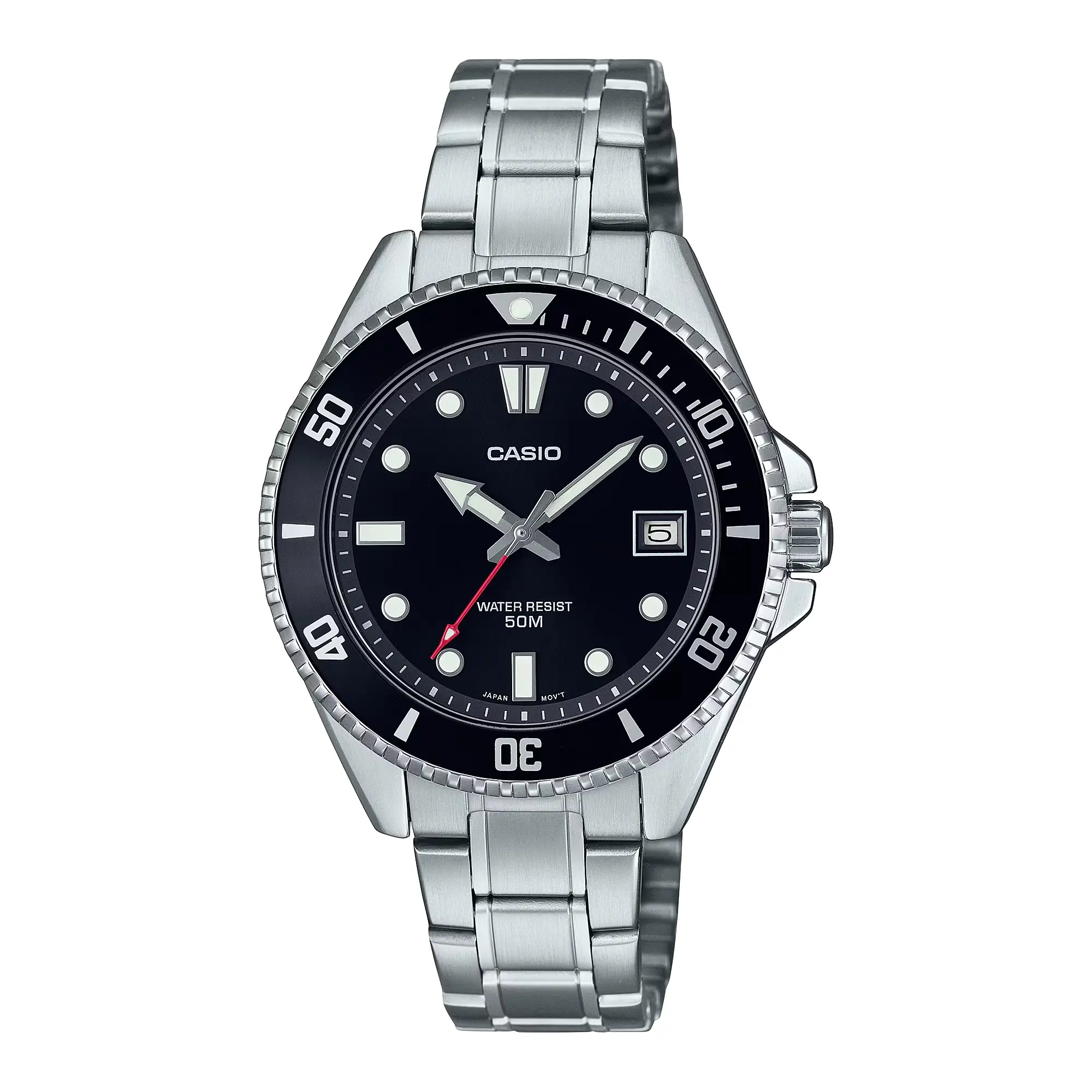 Casio Men's Stainless Steel Watch with Black Dial - MDV-10D-1A1VDF