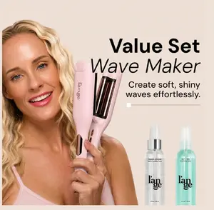 L'ANGE HAIR - Wave Maker Value Set - SculptWaver Titanium Deep Wave Crimper, Thermal Magique Heat & Humidity Tamer, & Salt + Séa Texturizing Spray, Wavy Hair, Lightweight, Adjustable, Hair Tools