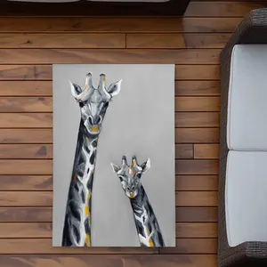 Begin Home Decor C1ROAR23H8ZZN5 2 x 3 ft. Steel Blue Giraffe - Livingroom Wildlife Outdoor Area Rug - Rectangle