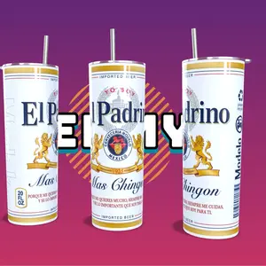 20oz El Padrino Mas Chingon Modelo Tumbler with lid and straw