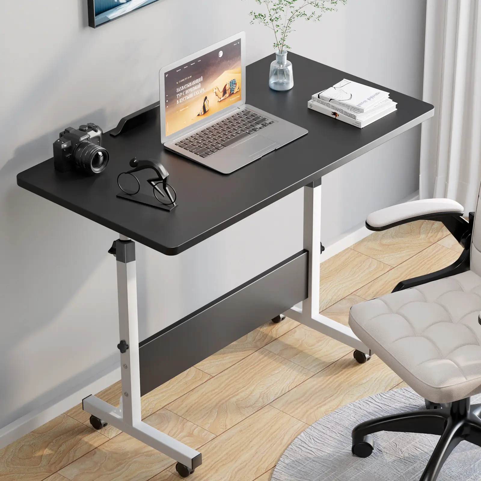 【Back To School】 Height Adjustable Standing Desk,Stand up Desk Modern Adjustable Desk Sit to Stand Desk Portable Laptop Desk Table top tiltable