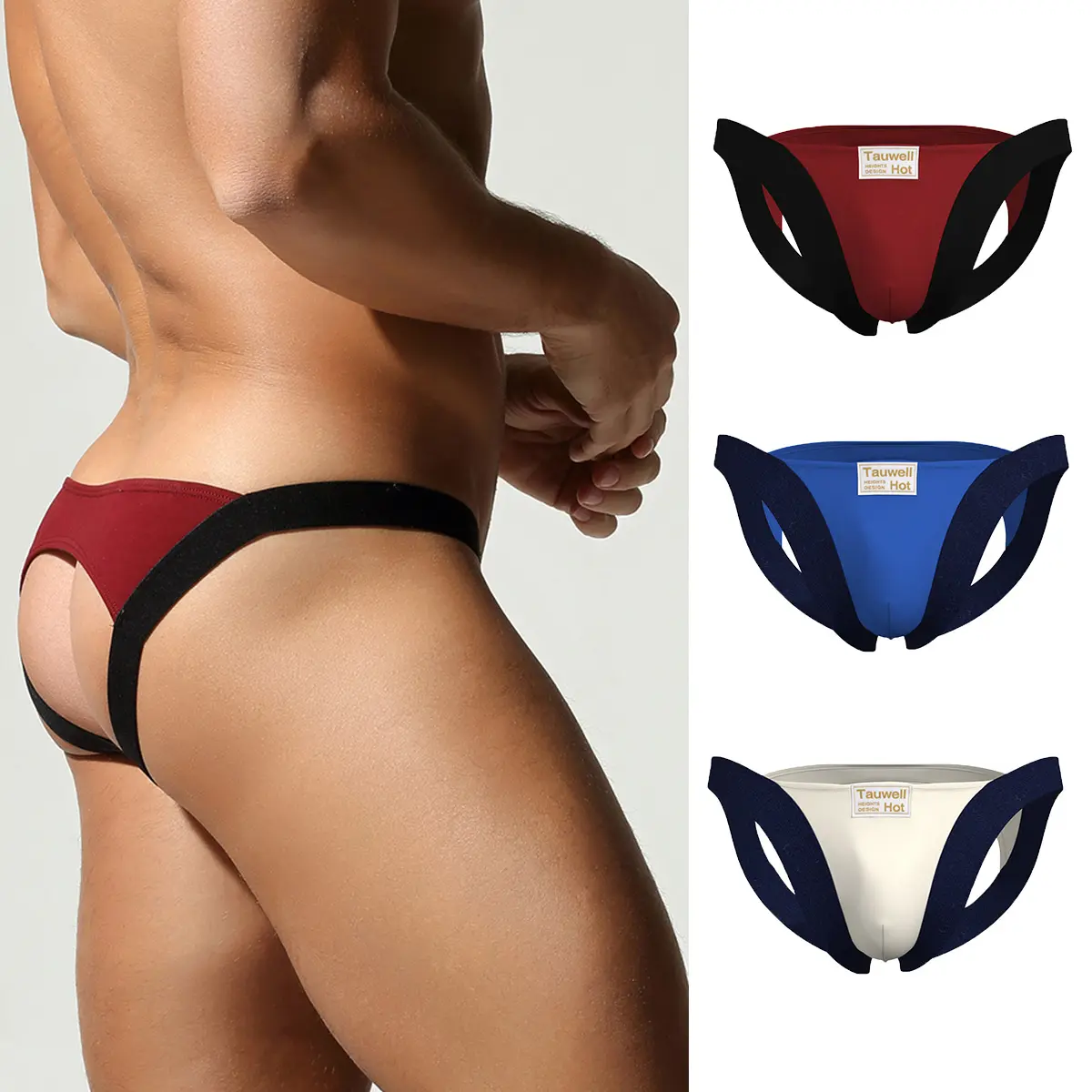 TAUWELL 3/1Pack Men's Low Rise Jockstrap Briefs – 3D Pouch Support, Breathable Athletic Underwear for Lift & Comfort-25108