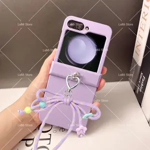 Bow Pendant Phone Case For Samsung Galaxy Z Flip 7 7FE 3 4 5 6 For Motorola Razr 40 50 70 60 Ultra Xiaomi Mix Flip 2 Cover