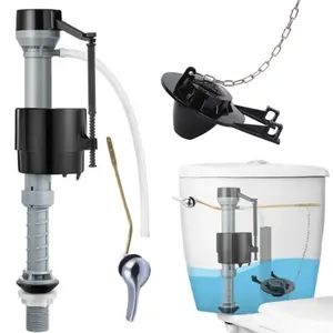 Universal Toilet Inside Tank Complete Repair Kit - Adjustable Fill Valve, 2-Inch Flapper, Anti-Siphon, Silent Flush, Easy Installation, Black Bathroom Repair Gadget, Complete Kit