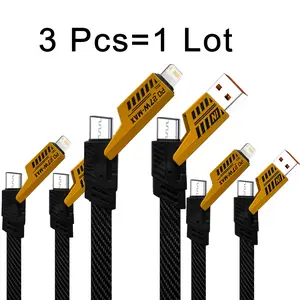 4-In-1 USB Charging Cable Set with USB C Output Type C, Fast Charge Up to 65w, Compatible with iPhone 17, Samsung Galaxy, Android Phones & iPad Pro
