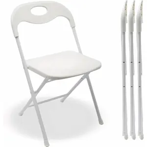 4 Pack White Folding Chair - Portable Stackable Commercial Foldable Chair Reinfoced Steel Frame for Comfortable Event Chair-Lightweight Folding Chair (White, 4 Pack)