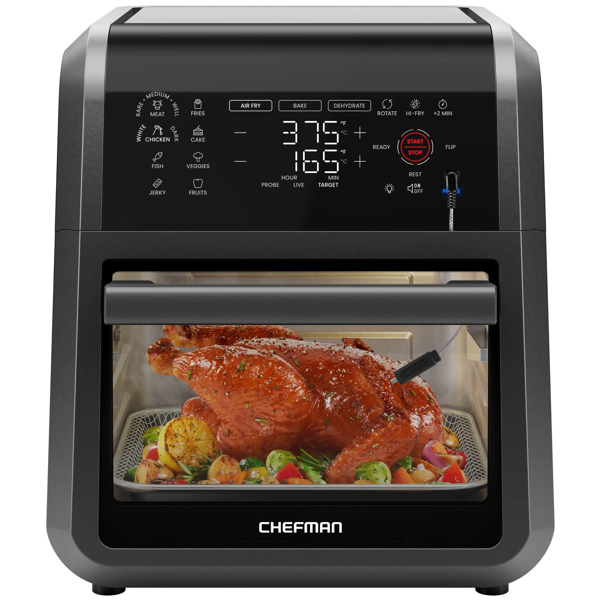 Multifunctional Digital Air Fryer w/ Integrated Smart Thermometer - 12 Quart