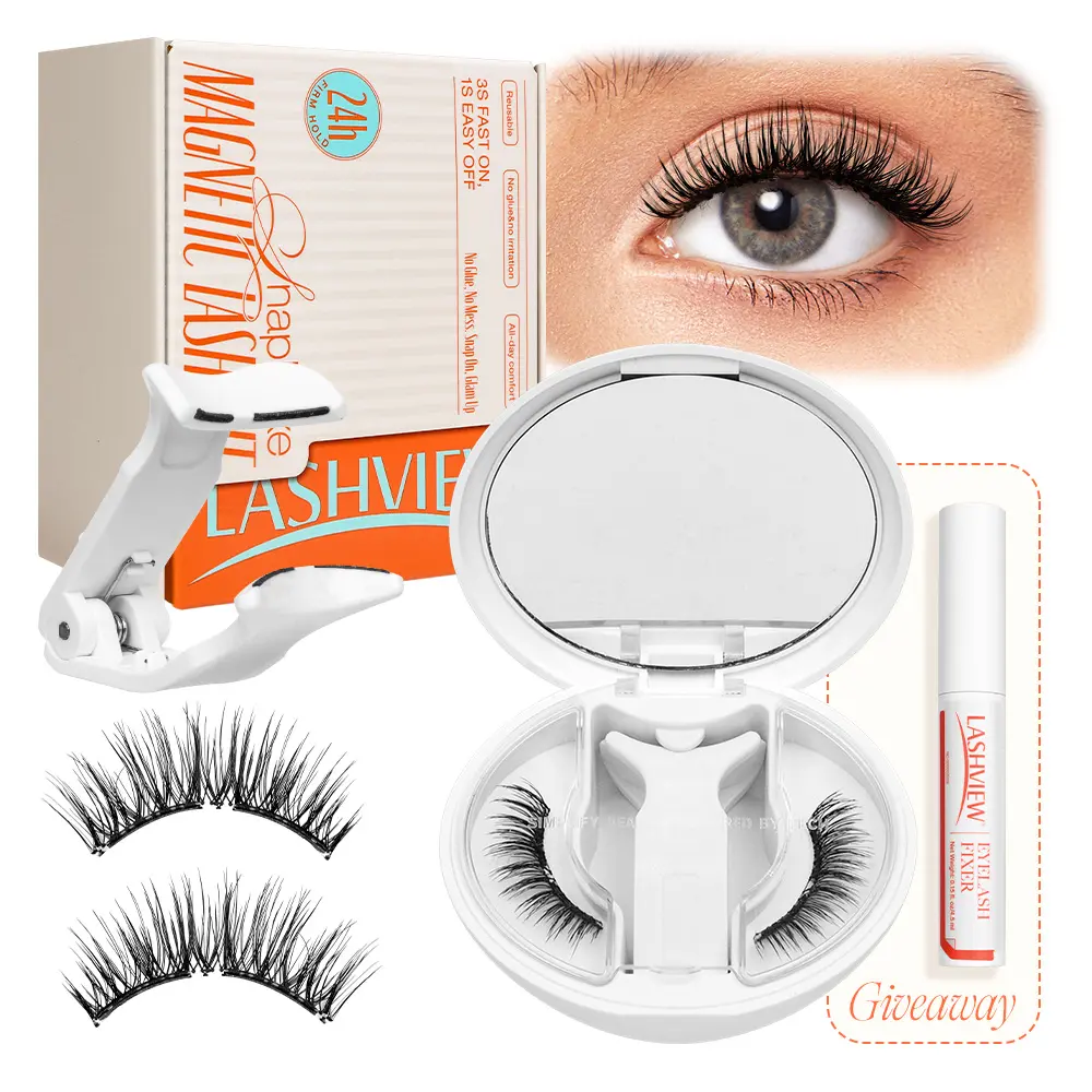 WeeklyDeals LASHVIEW Soft Magnetic Eyelashes All-in-one Kit Natural Lightweight Magnetic Lashes Easy to Apply